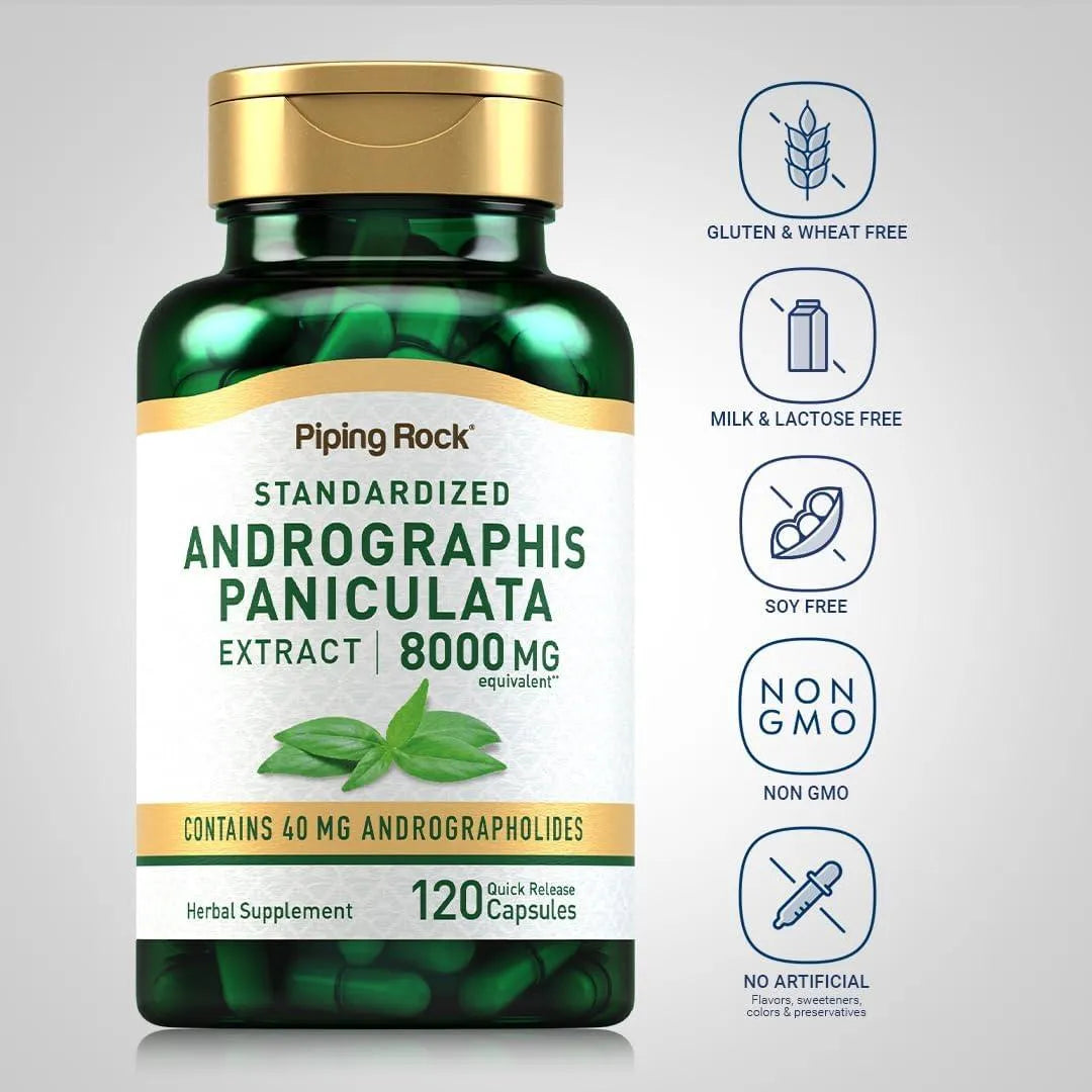 PIPING ROCK - Piping Rock Andrographis Paniculata 8000Mg. 120 Capsulas - The Red Vitamin MX - Suplementos Alimenticios - {{ shop.shopifyCountryName }}