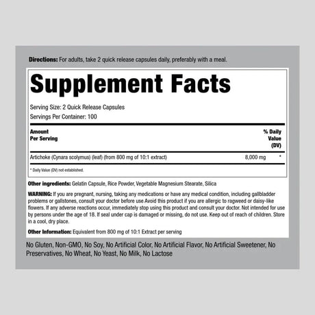 PIPING ROCK - Piping Rock Artichoke Extract 8000Mg. 200 Capsulas - The Red Vitamin MX - Suplementos Alimenticios - {{ shop.shopifyCountryName }}