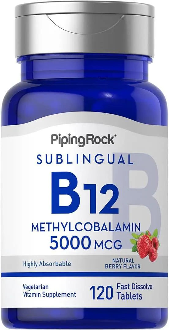 PIPING ROCK - Piping Rock B12 Sublingual 5000mcg 120 Tabletas - The Red Vitamin MX - Suplementos Alimenticios - {{ shop.shopifyCountryName }}