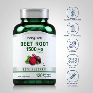 PIPING ROCK - Piping Rock Beet Root 1500Mg. 120 Capsulas - The Red Vitamin MX - Suplementos Alimenticios - {{ shop.shopifyCountryName }}