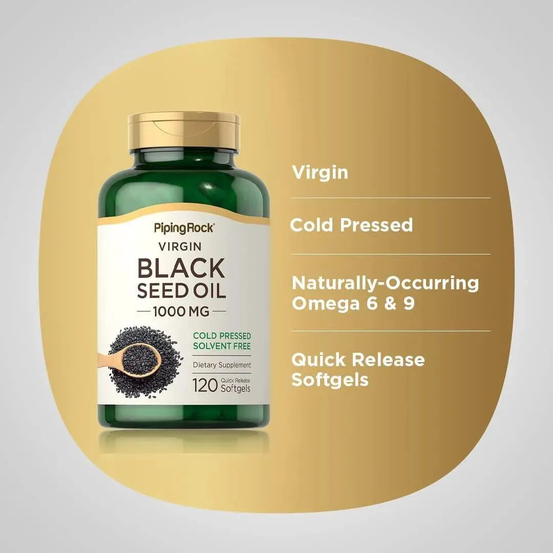 PIPING ROCK - Piping Rock Black Seed Oil 1000Mg. 120 Capsulas Blandas - The Red Vitamin MX - Suplementos Alimenticios - {{ shop.shopifyCountryName }}