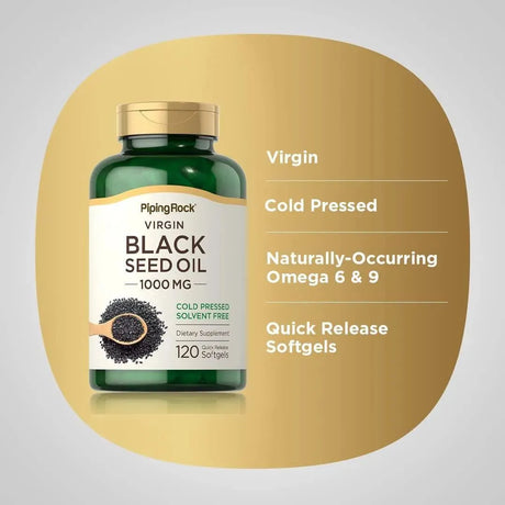 PIPING ROCK - Piping Rock Black Seed Oil 1000Mg. 120 Capsulas Blandas - The Red Vitamin MX - Suplementos Alimenticios - {{ shop.shopifyCountryName }}
