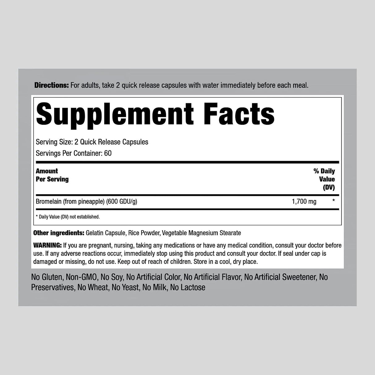 PIPING ROCK - Piping Rock Bromelain Supplement 1700Mg. 120 Capsulas - The Red Vitamin MX - Suplementos Alimenticios - {{ shop.shopifyCountryName }}