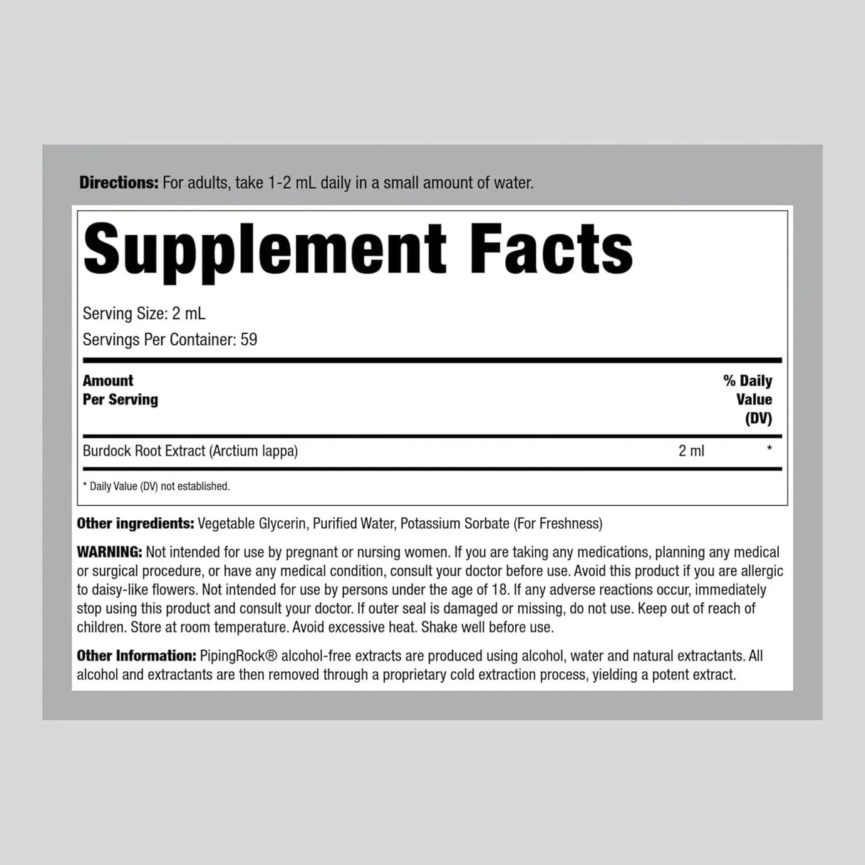 PIPING ROCK - Piping Rock Burdock Root Tincture Extract 118Ml. - The Red Vitamin MX - Suplementos Alimenticios - {{ shop.shopifyCountryName }}