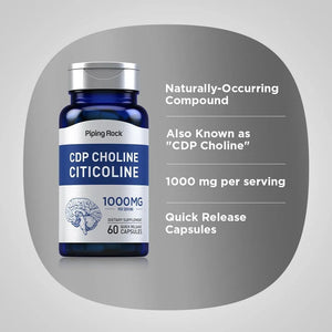 PIPING ROCK - Piping Rock CDP Choline Citicoline 1000Mg. 60 Capsulas - The Red Vitamin MX - Suplementos Alimenticios - {{ shop.shopifyCountryName }}