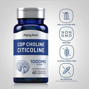 PIPING ROCK - Piping Rock CDP Choline Citicoline 1000Mg. 60 Capsulas - The Red Vitamin MX - Suplementos Alimenticios - {{ shop.shopifyCountryName }}