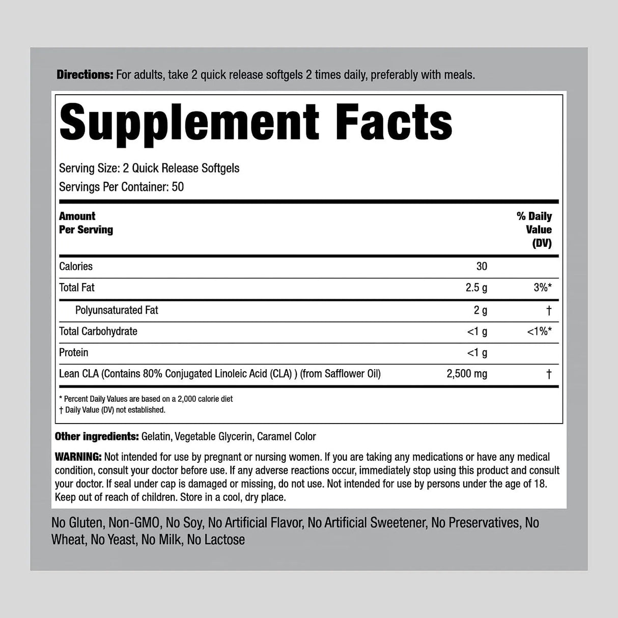 PIPING ROCK - Piping Rock CLA Supplements 2500Mg. 100 Capsulas Blandas - The Red Vitamin MX - Suplementos Alimenticios - {{ shop.shopifyCountryName }}