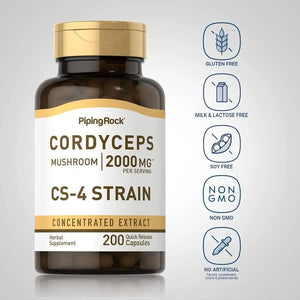 PIPING ROCK - Piping Rock Cordyceps Mushroom 2000Mg. 200 Capsulas - The Red Vitamin MX - Suplementos Alimenticios - {{ shop.shopifyCountryName }}