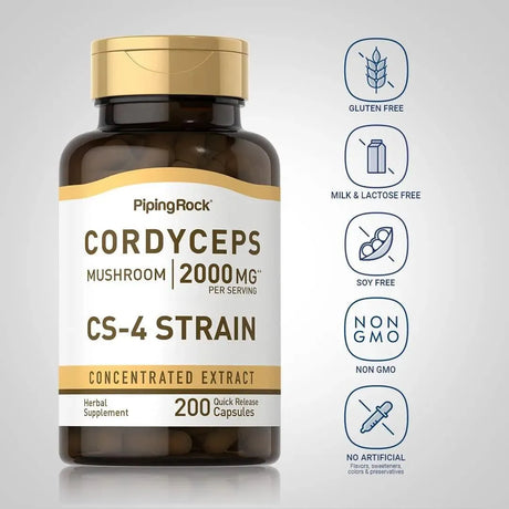 PIPING ROCK - Piping Rock Cordyceps Mushroom 2000Mg. 200 Capsulas - The Red Vitamin MX - Suplementos Alimenticios - {{ shop.shopifyCountryName }}
