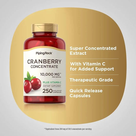 PIPING ROCK - Piping Rock Cranberry Pills for Women 10,000Mg. 250 Capsulas - The Red Vitamin MX - Suplementos Alimenticios - {{ shop.shopifyCountryName }}