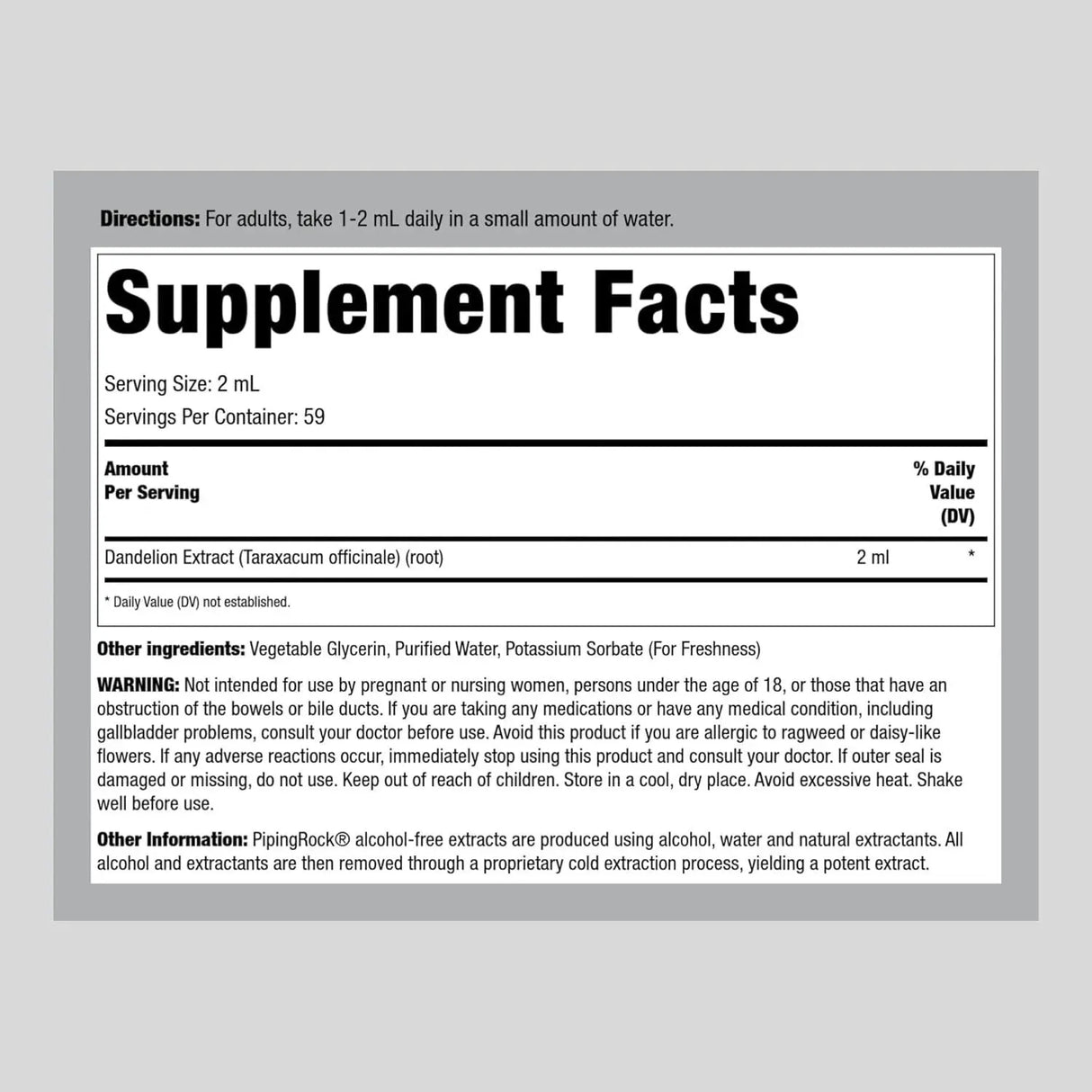 PIPING ROCK - Piping Rock Dandelion Root Extract 4 Fl.Oz. - The Red Vitamin MX - Suplementos Alimenticios - {{ shop.shopifyCountryName }}
