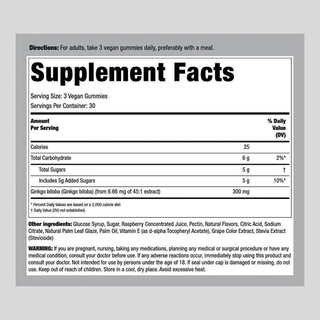 PIPING ROCK - Piping Rock Ginkgo Biloba Supplement 90 Gomitas - The Red Vitamin MX - Suplementos Alimenticios - {{ shop.shopifyCountryName }}