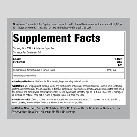 PIPING ROCK - Piping Rock Konjac Root Glucomannan 600Mg. 120 Capsulas - The Red Vitamin MX - Suplementos Alimenticios - {{ shop.shopifyCountryName }}