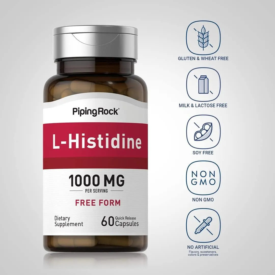 PIPING ROCK - Piping Rock L-Histidine 1000Mg. 60 Capsulas - The Red Vitamin MX - Suplementos Alimenticios - {{ shop.shopifyCountryName }}