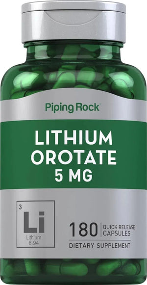 PIPING ROCK - Piping Rock Lithium Orotate 5Mg. 180 Capsulas - The Red Vitamin MX - Suplementos Alimenticios - {{ shop.shopifyCountryName }}