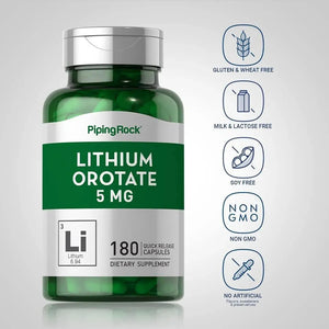 PIPING ROCK - Piping Rock Lithium Orotate 5Mg. 180 Capsulas - The Red Vitamin MX - Suplementos Alimenticios - {{ shop.shopifyCountryName }}