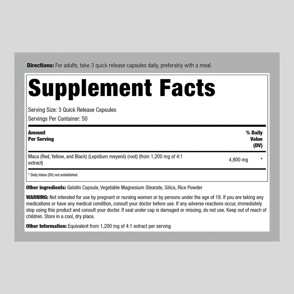 PIPING ROCK - Piping Rock Maca Root Supplement 4800Mg. 150 Capsulas - The Red Vitamin MX - Suplementos Alimenticios - {{ shop.shopifyCountryName }}