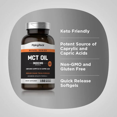 PIPING ROCK - Piping Rock MCT Oil Capsules 3600Mg. 150 Capsulas Blandas - The Red Vitamin MX - Suplementos Alimenticios - {{ shop.shopifyCountryName }}