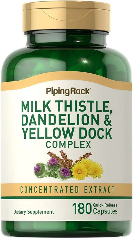 PIPING ROCK - Piping Rock Milk Thistle, Dandelion & Yellow Dock 180 Capsulas - The Red Vitamin MX - Suplementos Alimenticios - {{ shop.shopifyCountryName }}