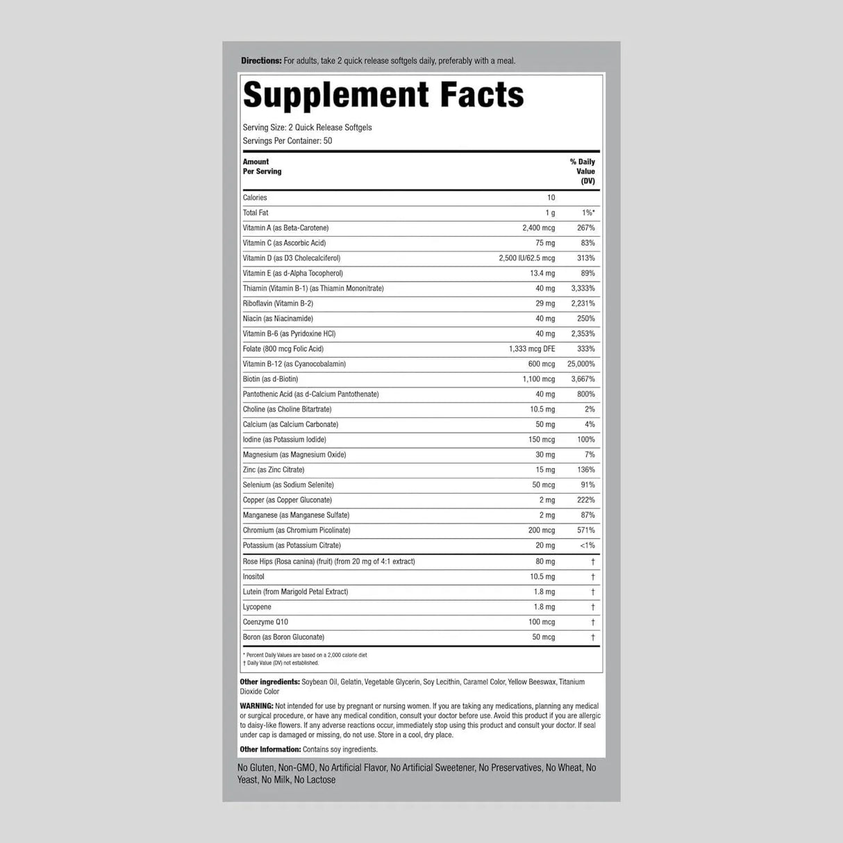 PIPING ROCK - Piping Rock Multivitamin for Men and Women 100 Capsulas Blandas - The Red Vitamin MX - Suplementos Alimenticios - {{ shop.shopifyCountryName }}