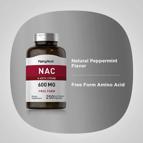 PIPING ROCK - Piping Rock NAC N-Acetyl Cysteine 600Mg. 250 Capsulas - The Red Vitamin MX - Suplementos Alimenticios - {{ shop.shopifyCountryName }}