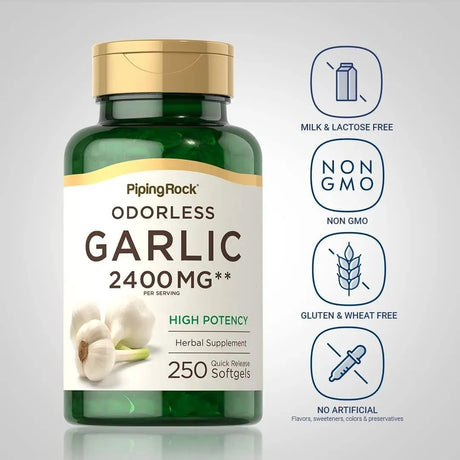 PIPING ROCK - Piping Rock Odorless Garlic Pills 2400Mg. 250 Capsulas Blandas - The Red Vitamin MX - Suplementos Alimenticios - {{ shop.shopifyCountryName }}