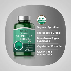 PIPING ROCK - Piping Rock Organic Spirulina 1000Mg. 300 Tabletas - The Red Vitamin MX - Suplementos Alimenticios - {{ shop.shopifyCountryName }}