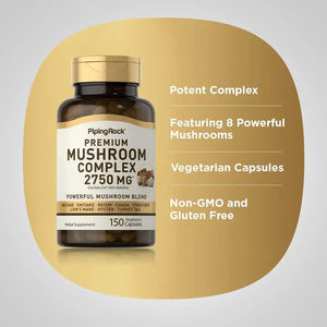 PIPING ROCK - Piping Rock Premium Mushroom Complex 2750Mg. 150 Capsulas - The Red Vitamin MX - Suplementos Alimenticios - {{ shop.shopifyCountryName }}