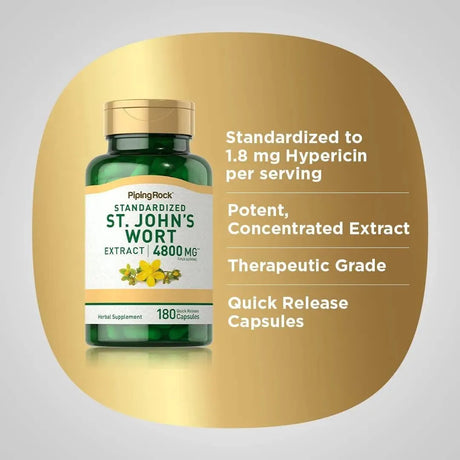 PIPING ROCK - Piping Rock St. John's Wort 4800Mg. 180 Capsulas - The Red Vitamin MX - Suplementos Alimenticios - {{ shop.shopifyCountryName }}