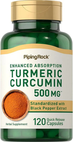 PIPING ROCK - Piping Rock Turmeric Curcumin with Black Pepper Extract 500Mg. 120 Capsulas - The Red Vitamin MX - Suplementos Alimenticios - {{ shop.shopifyCountryName }}