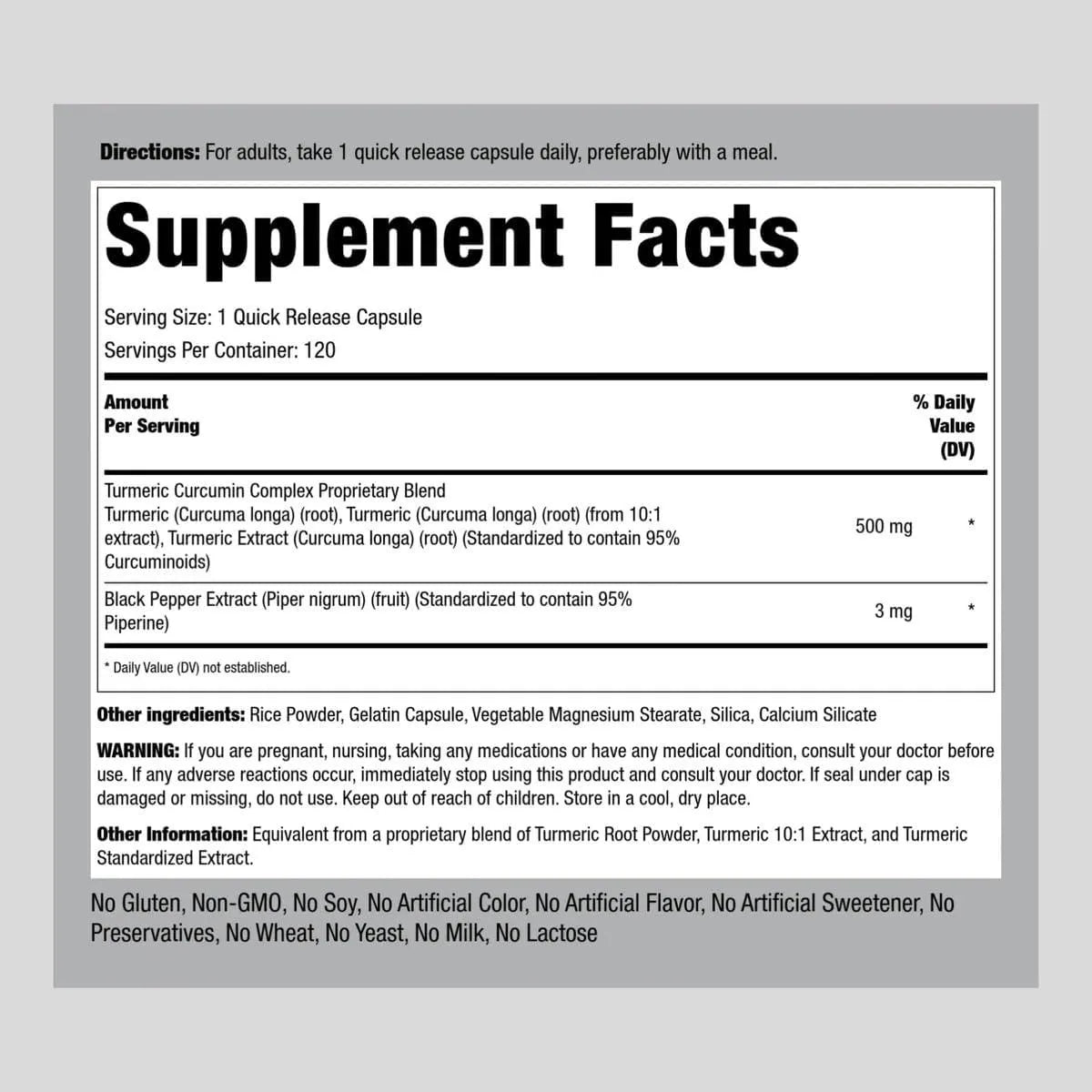 PIPING ROCK - Piping Rock Turmeric Curcumin with Black Pepper Extract 500Mg. 120 Capsulas - The Red Vitamin MX - Suplementos Alimenticios - {{ shop.shopifyCountryName }}