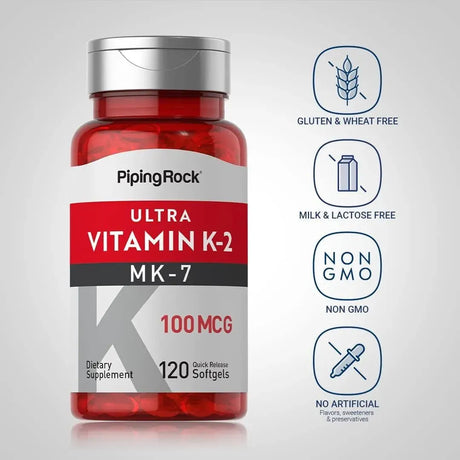 PIPING ROCK - Piping Rock Vitamin K2 MK-7 120 Capsulas Blandas - The Red Vitamin MX - Suplementos Alimenticios - {{ shop.shopifyCountryName }}