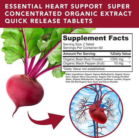 PLANT O NUTRITION - Plant.O Premium Organic Beet Root Tablets 120 Tabletas - The Red Vitamin MX - Suplementos Alimenticios - {{ shop.shopifyCountryName }}