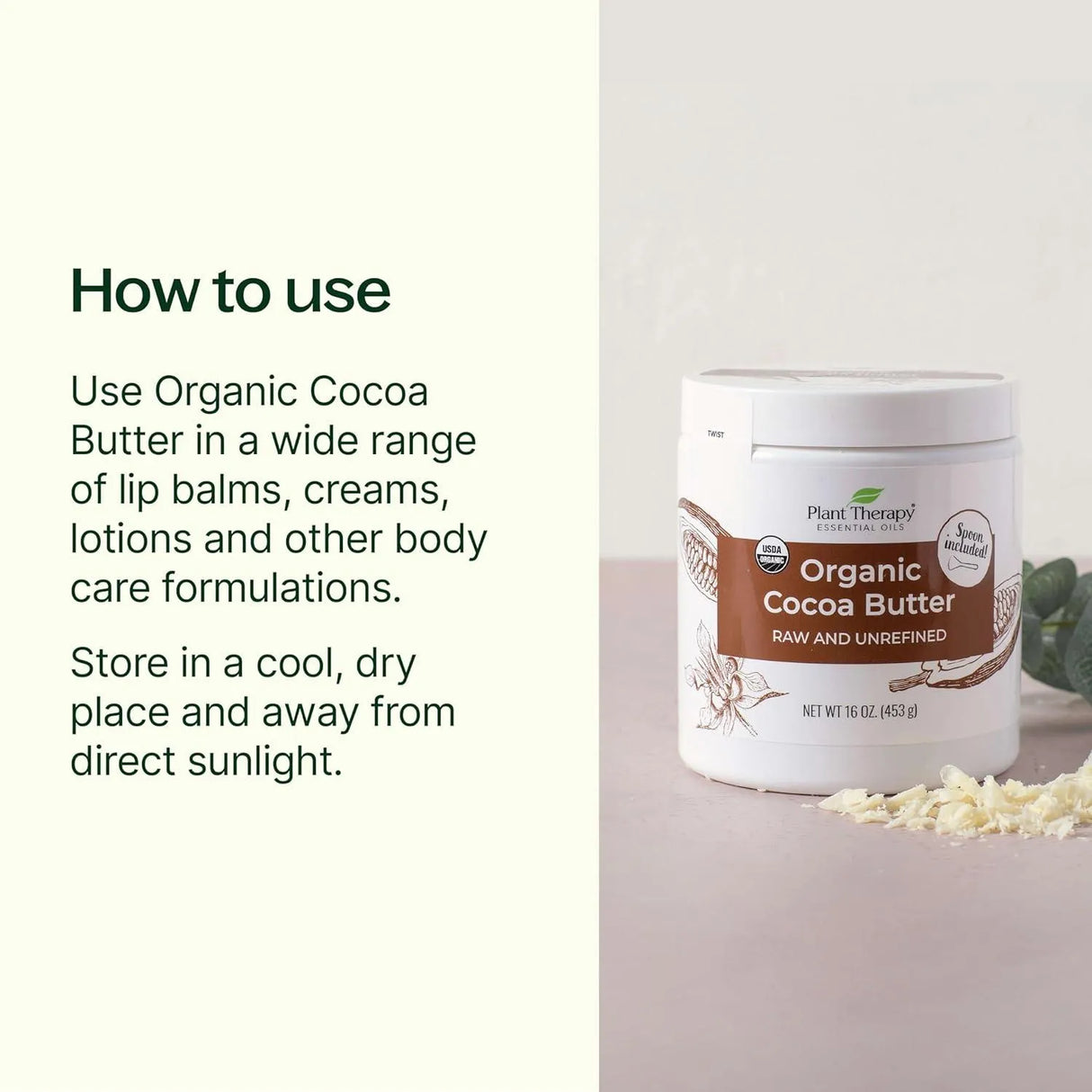 PLANT THERAPY - Plant Therapy Organic Cocoa Butter Raw 453Gr. - The Red Vitamin MX - Cremas Corporales - {{ shop.shopifyCountryName }}