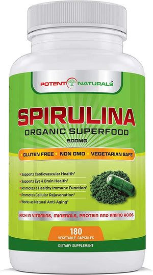 POTENT NATURALS - Potent Naturals Organic Spirulina 3000Mg. 180 Capsulas - The Red Vitamin MX - Suplementos Alimenticios - {{ shop.shopifyCountryName }}