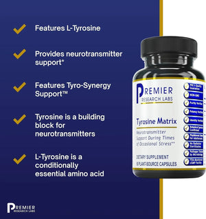 PREMIER RESEARCH LABS - Premier Research Labs Tyrosine Matrix 90 Capsulas - The Red Vitamin MX - Suplementos Alimenticios - {{ shop.shopifyCountryName }}