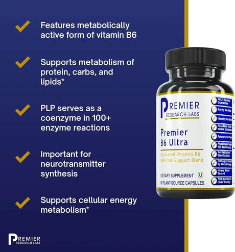 PREMIER RESEARCH LABS - Premier Research Labs Ultra B6 60 Capsulas - The Red Vitamin MX - Suplementos Alimenticios - {{ shop.shopifyCountryName }}