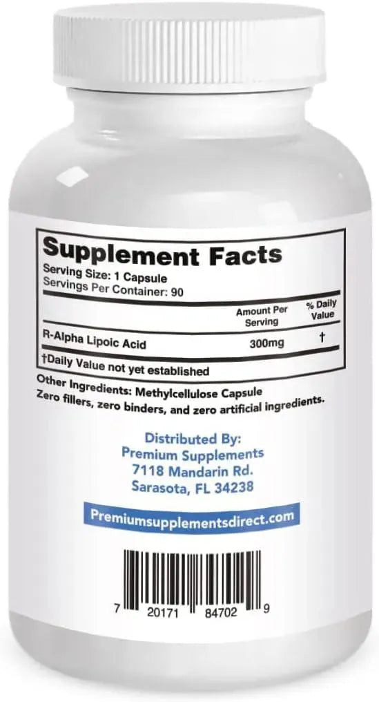 PREMIUM SUPPLEMENTS - Premium-Supplements R-Alpha Lipoic Acid 300Mg. 90 Capsulas - The Red Vitamin MX - Suplementos Alimenticios - {{ shop.shopifyCountryName }}