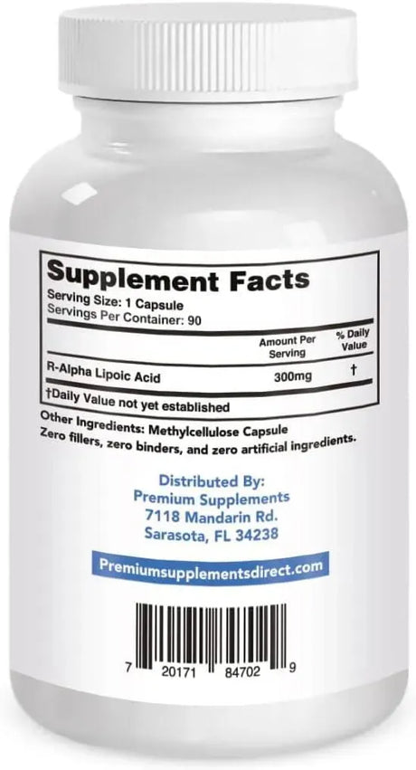 PREMIUM SUPPLEMENTS - Premium-Supplements R-Alpha Lipoic Acid 300Mg. 90 Capsulas - The Red Vitamin MX - Suplementos Alimenticios - {{ shop.shopifyCountryName }}