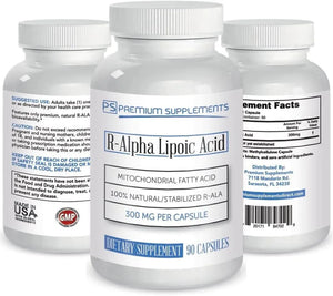 PREMIUM SUPPLEMENTS - Premium-Supplements R-Alpha Lipoic Acid 300Mg. 90 Capsulas - The Red Vitamin MX - Suplementos Alimenticios - {{ shop.shopifyCountryName }}