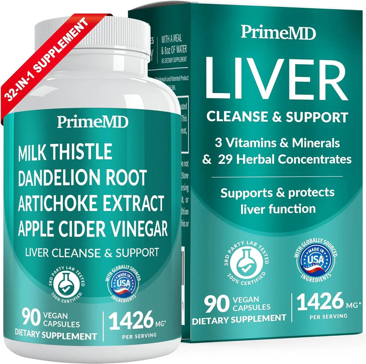 PRIMEMD - PrimeMD 32-in-1 Liver Supplement with Milk Thistle and Dandelion Root 90 Capsulas - The Red Vitamin MX - Suplementos Alimenticios - {{ shop.shopifyCountryName }}