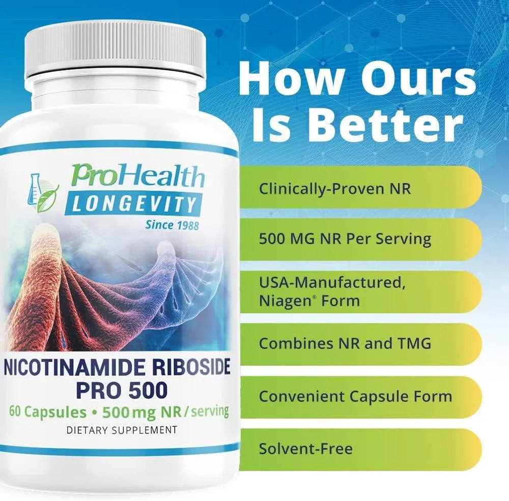 PRO HEALTH LONGEVITY - ProHealth Longevity Nicotinamide Riboside Pro 500 500Mg. 60 Capsulas - The Red Vitamin MX - Suplementos Alimenticios - {{ shop.shopifyCountryName }}