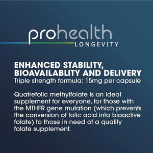PRO HEALTH LONGEVITY - ProHealth Methylfolate with Quatrefolic Folate 15Mg. 60 Capsulas - The Red Vitamin MX - Suplementos Alimenticios - {{ shop.shopifyCountryName }}
