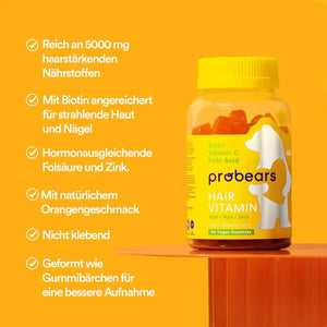 PROBEARS - Probears Biotin (B7) Vegan Hair Growth Gummies 60 Gomitas - The Red Vitamin MX - Suplementos Alimenticios - {{ shop.shopifyCountryName }}