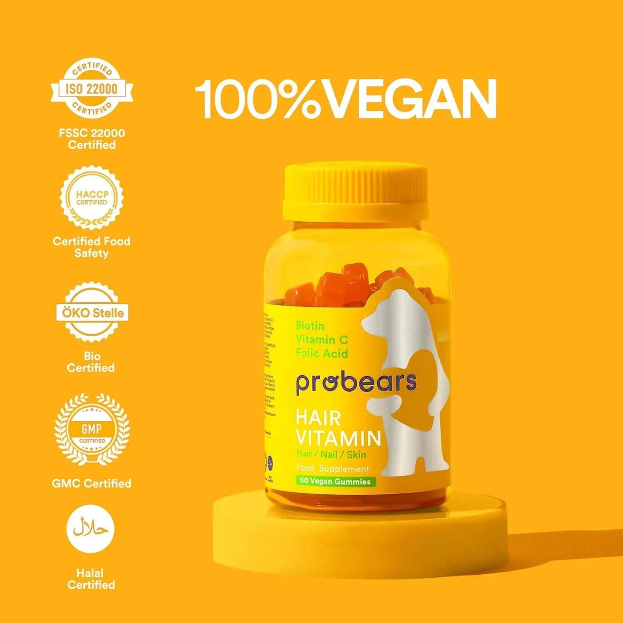 PROBEARS - Probears Biotin (B7) Vegan Hair Growth Gummies 60 Gomitas - The Red Vitamin MX - Suplementos Alimenticios - {{ shop.shopifyCountryName }}