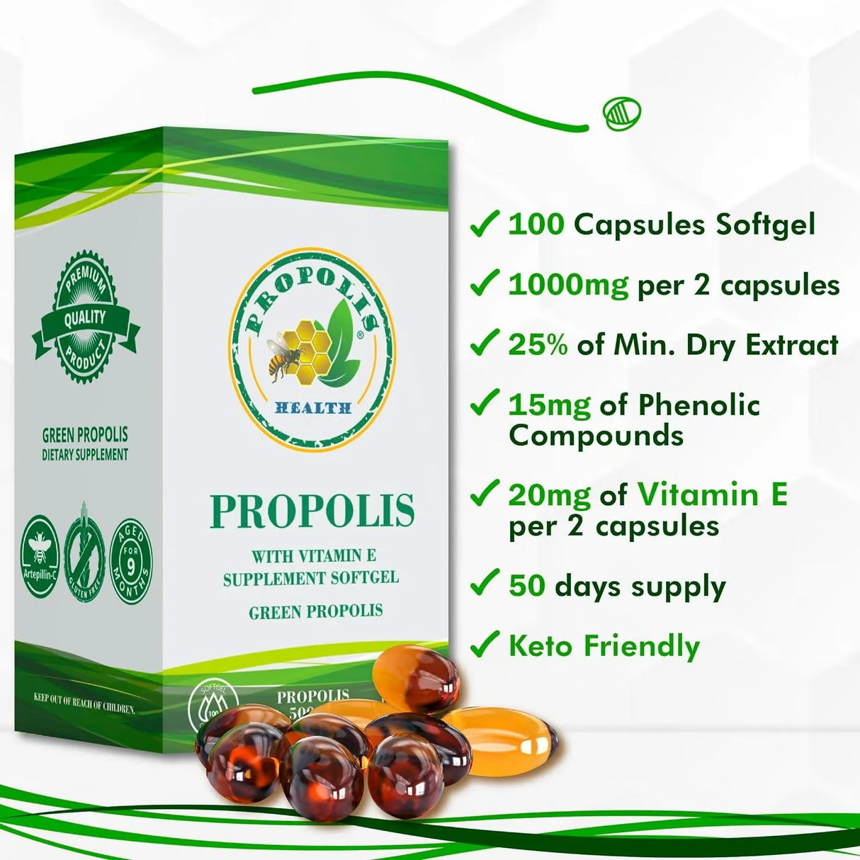 PROPOLIS HEALTH - Propolis Health Propolis Capsules 1000Mg. 100 Capsulas Blandas - The Red Vitamin MX - Suplementos Alimenticios - {{ shop.shopifyCountryName }}