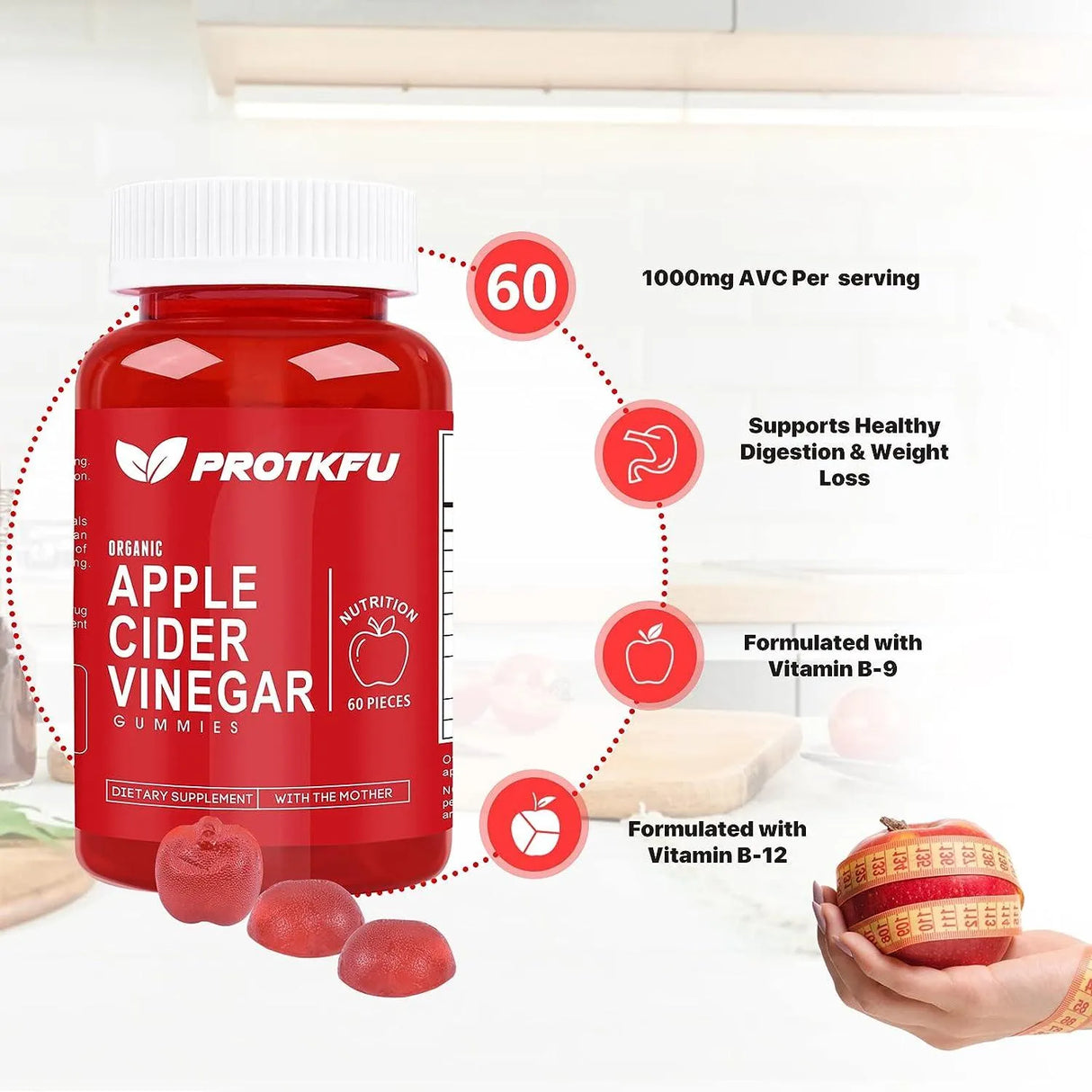 PROTKFU - ProTKFU Apple Cider Vinegar Gummies 120 Gomitas - The Red Vitamin MX - Suplementos Alimenticios - {{ shop.shopifyCountryName }}