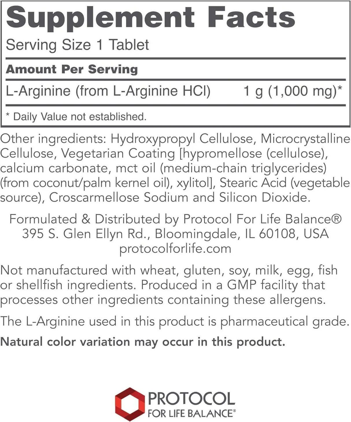 PROTOCOL FOR LIFE BALANCE - Protocol L-Arginine 1000Mg. 120 Capsulas - The Red Vitamin MX - Suplementos Alimenticios - {{ shop.shopifyCountryName }}