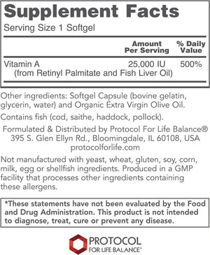 PROTOCOL FOR LIFE BALANCE - Protocol Vitamin A 25,000 IU 100 Capsulas Blandas - The Red Vitamin MX - Suplementos Alimenticios - {{ shop.shopifyCountryName }}