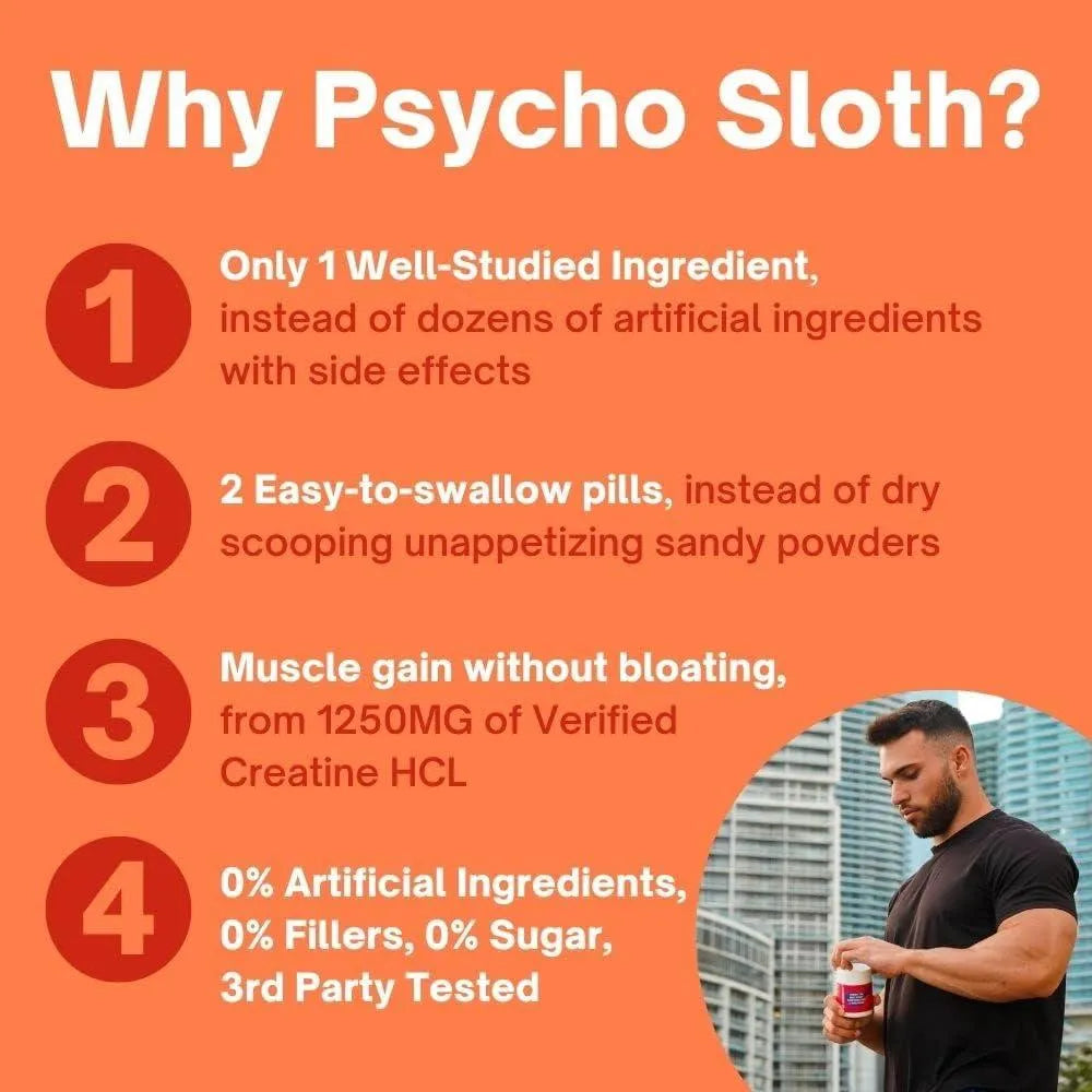 PSYCHO SLOTH - Psycho Sloth Creatine HCL Pills 150 Capsulas - The Red Vitamin MX - Suplementos Alimenticios - {{ shop.shopifyCountryName }}